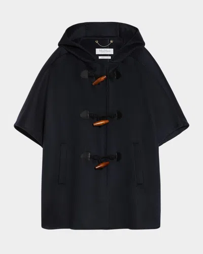 Max Mara Fase Cashmere Toggle Cape In Blue
