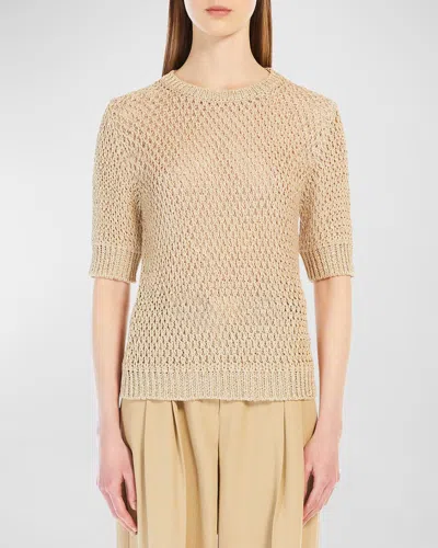 Max Mara Fasto Knit Elbow-sleeve Pullover In Neutral
