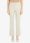 Max Mara Elastic Cotton Blended Trousers In Beige
