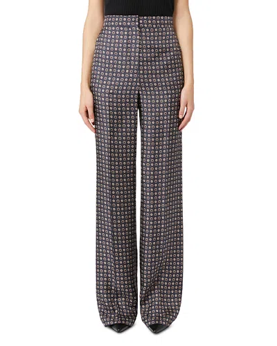 Max Mara Fauna Silk Pants In Blue
