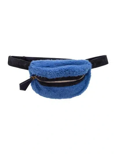 Pre-owned Max Mara Faux Fur Belt Bag In Blue