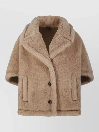 Max Mara Faux Fur Coat Alpaca Cashmere Silk In Brown