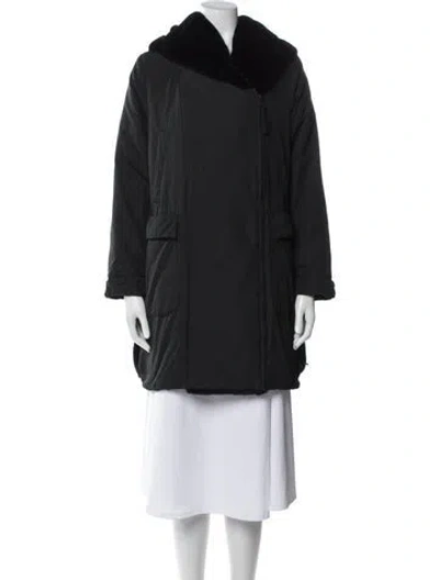 Pre-owned Max Mara Faux Fur Coat In Black