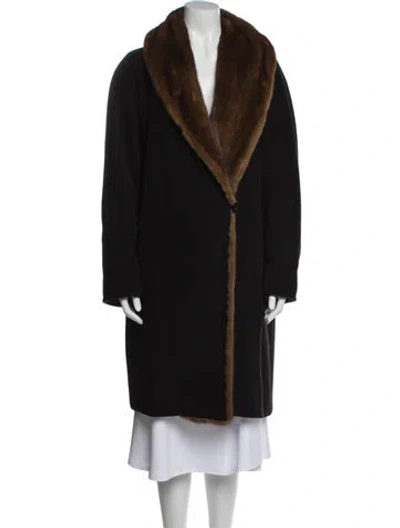 Pre-owned Max Mara Faux Fur Coat In Black