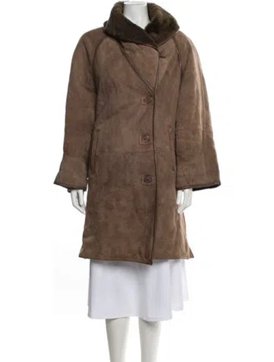 Pre-owned Max Mara Faux Fur Coat In Brown
