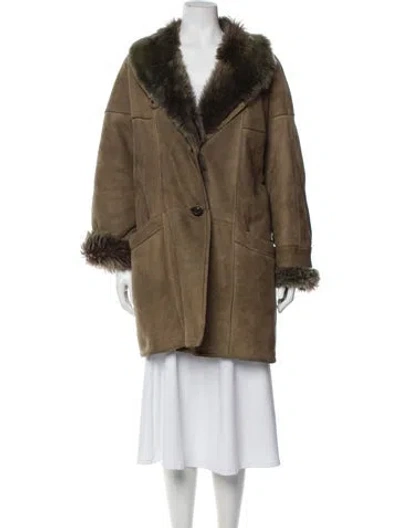 Pre-owned Max Mara Faux Fur Coat In Brown