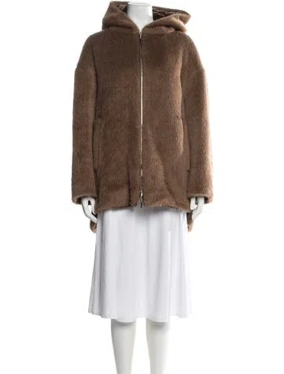 Pre-owned Max Mara Faux Fur Coat In Brown