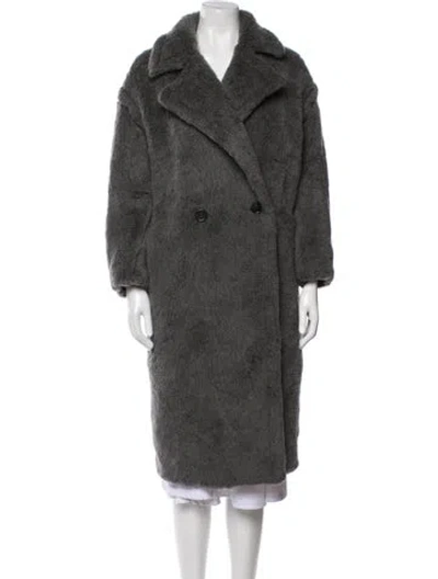 Pre-owned Max Mara Faux Fur Coat In Gray