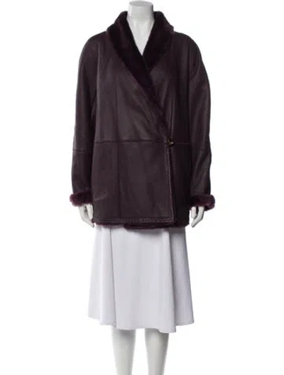 Pre-owned Max Mara Faux Fur Coat In Purple