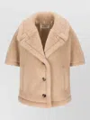 Max Mara Faux Fur Coat Short Sleeves Pockets In Multi