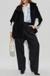 Max Mara Relaxed Black Coat With Plush Texture And Wide Collar In Black