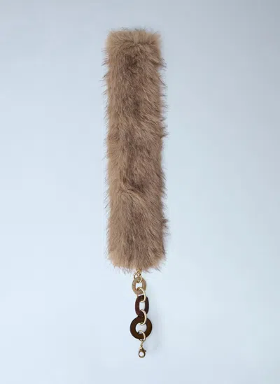 Max Mara Faux Fur Collar With Chain Links In Brown