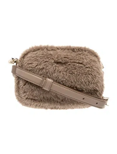 Pre-owned Max Mara Faux Fur Crossbody Bag In Neutral