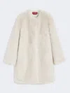 Max Mara Faux Fur Effect Fabric Coat In Neutral