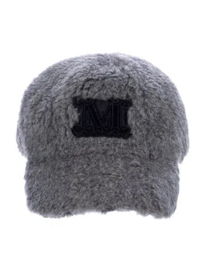 Pre-owned Max Mara Faux Fur Embroidered Cap In Black/grey