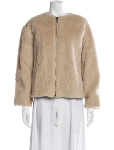 Pre-owned Max Mara Faux Fur Faux Fur Jacket In Neutral