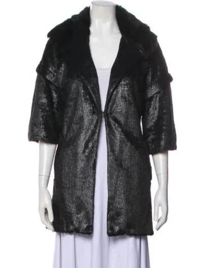 Pre-owned Max Mara Faux Fur Jacket In Black