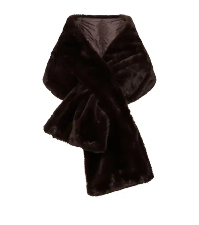 Max Mara Faux Fur Reversible Scarf In Brown