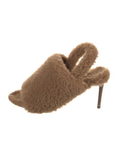 Pre-owned Max Mara Faux Fur Sandals In Brown