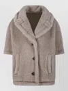 Max Mara Faux Fur Shawl Collar Coat Side Pockets In Neutral