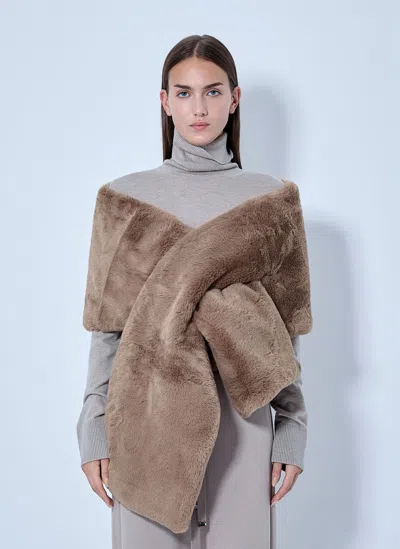 Max Mara Faux-fur Wrap Stole In Brown