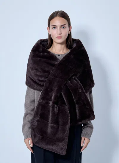 Max Mara Water-repellent Canvas Padded Stole In Brown