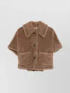 Max Mara Faux Fur Texture Capes With Large Collar In Brown