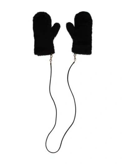 Pre-owned Max Mara Faux Fur Winter Gloves In Black