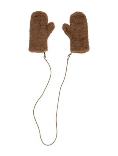 Pre-owned Max Mara Faux Fur Winter Gloves In Neutral