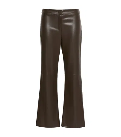 Max Mara Faux Leather Flared Trousers In Brown