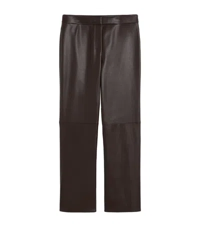 Max Mara Faux Leather Flared Trousers In Brown