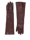 Max Mara Faux-leather Long Gloves In Brown