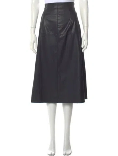 Pre-owned Max Mara Faux Leather Midi Length Skirt In Gray