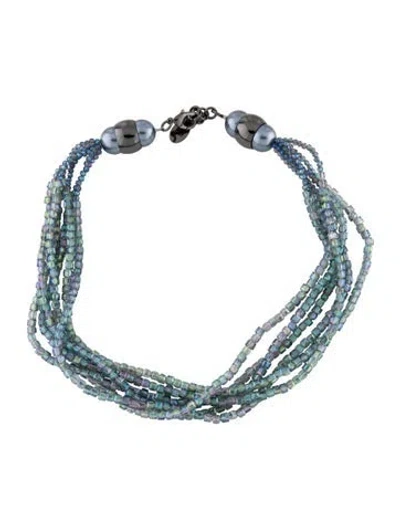 Pre-owned Max Mara Faux Pearl & Crystal Multistrand Necklace, 21.25"