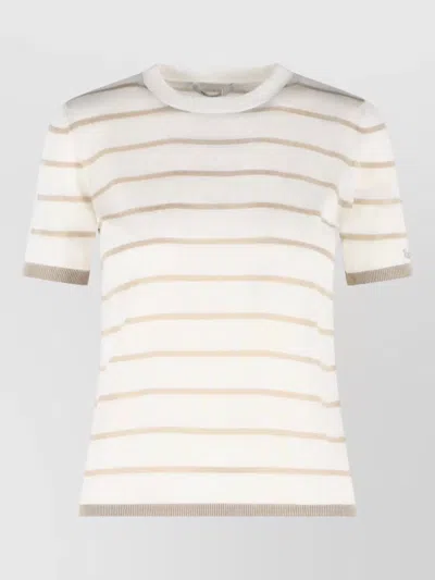 Max Mara Favetta Cashmere Silk Short Sleeve Sweater In White