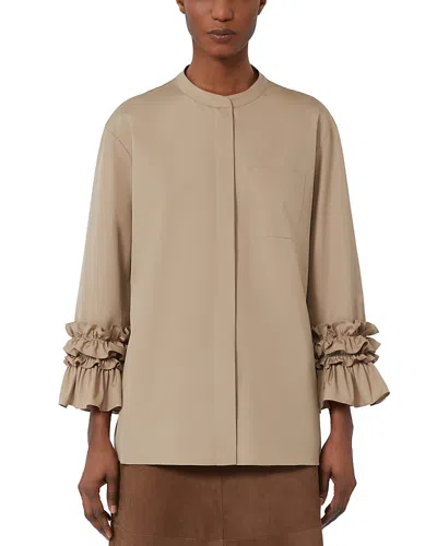 Max Mara Favola Ruffle Cuff Top In Brown