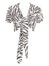 Max Mara Favore Zebra-pattern Top In White