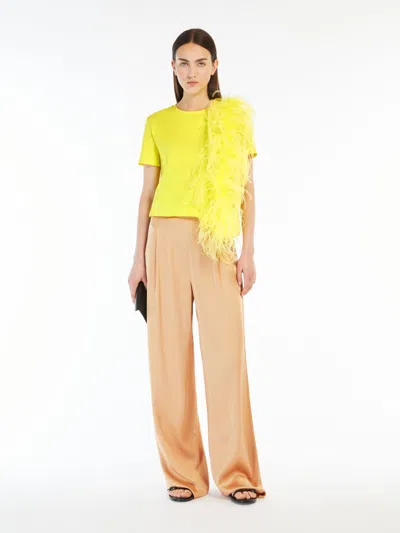Max Mara Feather-detail Jersey T-shirt In Yellow