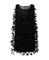 Max Mara Feather Silk Chiffon Mini Dress In Black