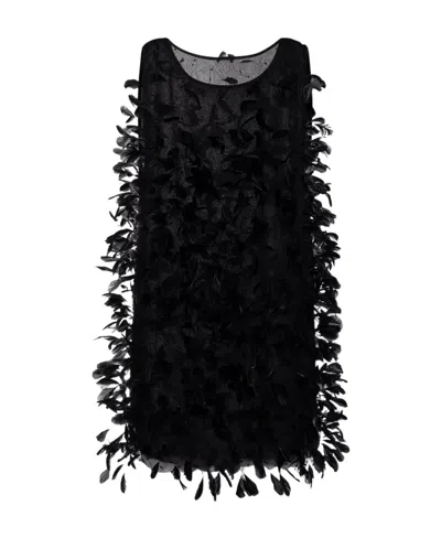 MAX MARA FEATHER SILK CHIFFON MINI DRESS
