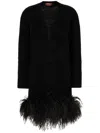 Max Mara Feather-trim Cardigan In Black