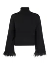 Max Mara Feather-trim Sweater In 黑色