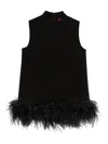 Max Mara Feather-trimmed Top In Black