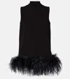 Max Mara Feather-trimmed Top In Black