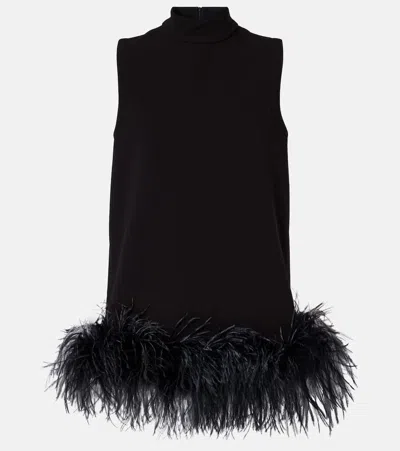 Max Mara Feather-trimmed Top In Black