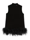 Max Mara Feather-trimmed Top In Black
