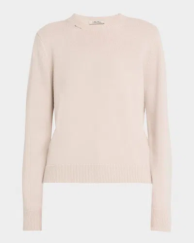 Max Mara Fedora Logo Elbow-patch Wool-cashmere Sweater In Ivory