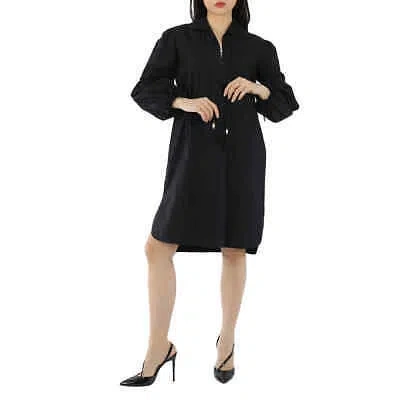 Pre-owned Max Mara Fedora Poplin Full-sleeve Tunic Dress, Brand Size 40 (us Size 6) In Black