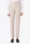 Max Mara Virgin Wool Straight Tailored Trousers In Neutral