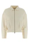 Max Mara Collared Sweatshirt With Front Pockets And Long Sleeves In White
